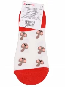 Женские ультракороткие носки Hobby Line, ННЖ18-09-03-09, БЕЛО-КРАСНЫЕ