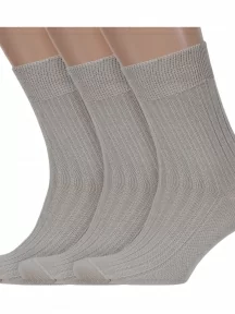 Комплект из 3 пар мужских носков Брестские (БЧК) из 100% хлопка, 3-14С2220, рис. 055, ПЕСОЧНЫЕ