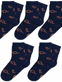 Комплект из 5 пар детских носков RuSocks (Орудьевский трикотаж), 5-Д3-13498, рис. 04, СИНЕ-ОРАНЖЕВЫЕ