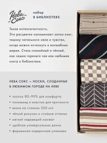 Набор из 5 пар мужских носков "Нева-Сокс", НС-5-НМ33, микc "В библиотеке"