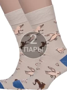 Комплект из 2 пар мужских носков MSCLUB №М48, 2-nm-547, БЕЖЕВЫЕ