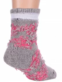 Детские теплые махровые носки Hobby Line, Ндад7615, СВЕТЛО-СЕРЫЕ С РОЗОВЫМ
