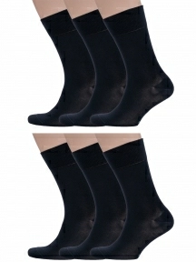 Набор мужских носков из мерсеризованного хлопка, 6 пар (ТМ Grinston socks), PG-15D3-6, ЧЕРНЫЕ