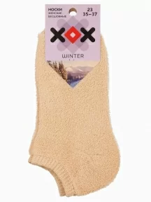 Женские короткие махровые носки ХОХ, GZ-3R9, БЕЖЕВЫЕ