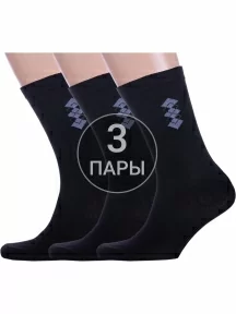Комплект из 3 пар мужских носков Альтаир, 3-С45, ЧЕРНЫЕ с серым
