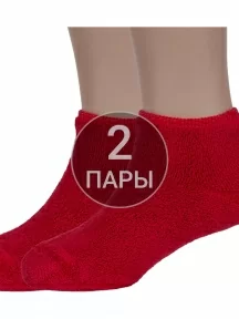 Комплект из 2 пар детских носков с наружной махрой ХОХ, 2-DZ-3R18, КРАСНЫЕ