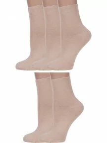 Комплект из 5 пар женских бамбуковых носков без резинки ХОХ, 5-G-1423, БЕЖЕВЫЕ