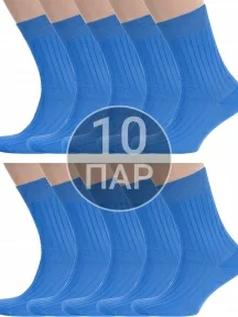 Комплект из 10 пар мужских носков RuSocks (Орудьевский трикотаж) из 100% хлопка, 10-М3-11001, рис. 01, ТЕМНО-ГОЛУБЫЕ
