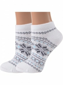 Комплект из 2 пар женских полушерстяных носков Grinston socks (PINGONS) БЕЛЫЕ (2-17D4)