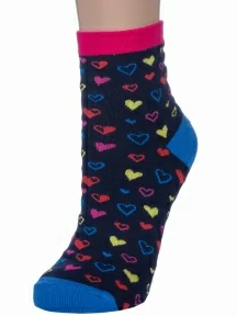 Женские носки "Красная ветка", С-1235, ТЕМНО-СИНИЕ с малиновой  резинкой