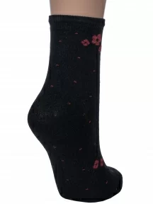 Женские носки Альтаир, С47, ЧЕРНЫЕ с красными цветами