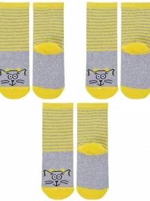 Комплект из 3 пар детских носков Альтаир, 3-С183, ЖЕЛТЫЕ