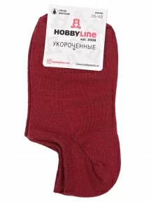 Женские ультракороткие носки Hobby Line, Нжу562-15, БОРДОВЫЕ