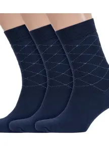 Комплект из 3 пар мужских махровых носков RuSocks (Орудьевский трикотаж) ТЕМНО-СИНИЕ (3-М3-33063)