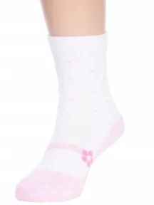 Детские носки Conte kids, 5С-11СП, рис. 255, БЕЛЫЕ СО СВЕТЛО-РОЗОВЫМ