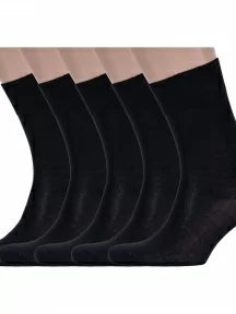 Комплект из 5 пар мужских носков Брестские (БЧК) из мерсеризованного хлопка, 5-18С2005, рис. 000, ЧЕРНЫЕ
