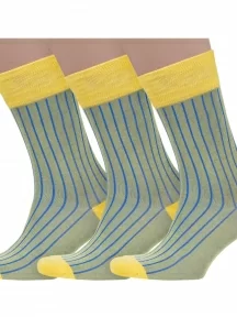 Комплект из 3 пар мужских носков Sergio Di Calze (PINGONS) из мерсеризованного хлопка, 3-18SC2, ЖЕЛТЫЕ