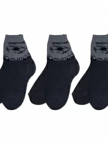 Комплект из 3 пар детских махровых носков Гамма, 3-С509, рис. 1, ТЕМНО-СЕРЫЕ