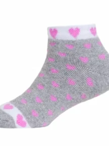 Детские махровые короткие носки "Красная ветка", С-647, СЕРО-РОЗОВЫЕ