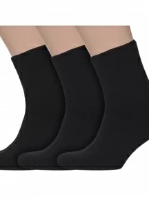 Комплект из 3 пар мужских махровых носков без резинки ХОХ, 3-XZ-1462, ЧЕРНЫЕ