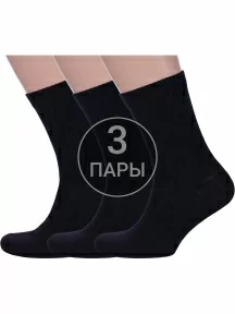 Комплект из 3 пар мужских спортивных носков GRAND LINE, 3-С-46, ЧЕРНЫЕ
