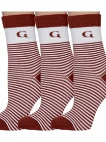 Комплект из 3 пар женских бамбуковых носков Grinston socks (PINGONS), 3-21D1, БОРДОВЫЕ