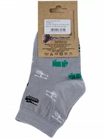 Детские носки Альтаир, А56, СВЕТЛО-СЕРЫЕ с черными танками