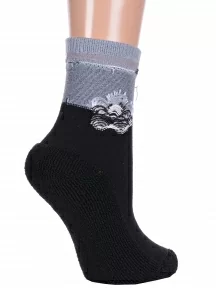 Женские полушерстяные носки с махровым следом LORENZline, В14М, ЧЕРНЫЕ