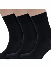 Комплект из 3 пар мужских бамбуковых носков Grinston socks (PINGONS), 3-15D1, ЧЕРНЫЕ