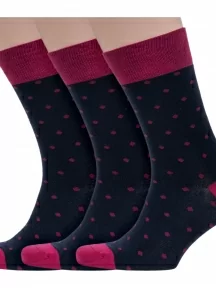 Комплект из 3 пар мужских носков Grinston socks (PINGONS), 3-18D123, 18D1, БОРДОВЫЕ