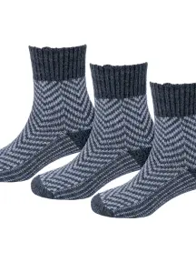 Комплект из 3 пар детских теплых носков RuSocks (Орудьевский трикотаж) ТЕМНО-СЕРЫЕ с белым, рис. 0 (3-Д-382)
