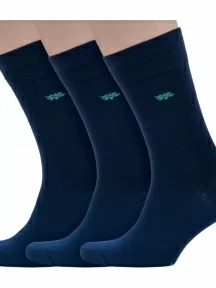 Комплект из 3 пар мужских бамбуковых носков  Grinston socks (PINGONS), 3-15D11, ТЕМНО-СИНИЕ