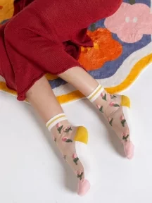 Женские ажурные носки Oemen, 1807, БЕЖЕВЫЕ