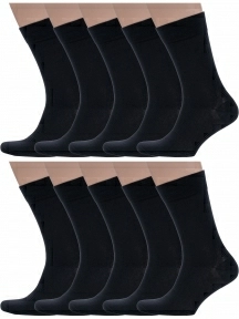 Комплект из 10 пар мужских носков Grinston socks (PINGONS) из 100% хлопка, 10-15D2, ЧЕРНЫЕ