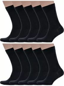 Комплект из 10 пар мужских носков Grinston socks (PINGONS) из 100% хлопка, 10-15D2, ЧЕРНЫЕ