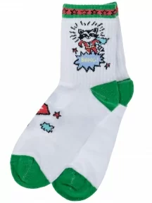 Детские спортивные носки "Борисоглебский трикотаж", 8С229, БЕЛО-ЗЕЛЕНЫЕ