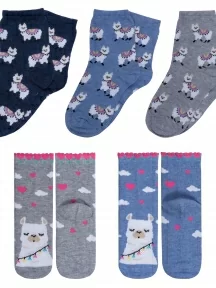 Комплект из 5 пар детских носков RuSocks (Орудьевский трикотаж), 5-Д3-13047, рис. 01/02, микс 6