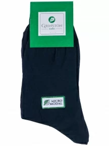 Комплект из 3 пар мужских носков Grinston socks (PINGONS) из 100% микромодала, 3-15D7, ТЕМНО-СИНИЕ