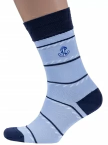 Мужские носки LORENZline, Е25, ГОЛУБЫЕ с якорем