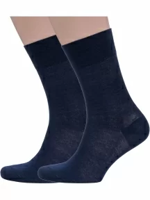 Комплект из 2 пар мужских носков Grinston socks (PINGONS) из 100% микромодала, 2-15D7, ТЕМНО-СИНИЕ