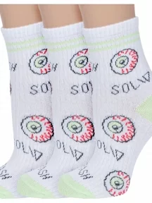 Комплект из 3 пар детских носков VASILINA, 3-2С2349, БЕЛО-САЛАТОВЫЕ