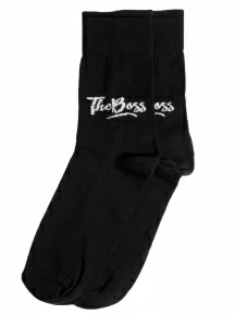 Мужские носки "Челны Текстиль", L34/Н, ЧЕРНЫЕ с надписью "The Boss"