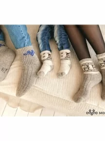 Детские носки из 100% монгольской шерсти (Монголка), 02107, СЕРЫЕ