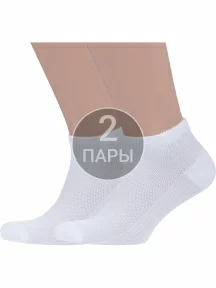 Комплект из 2 пар мужских носков Grinston socks из микромодала БЕЛЫЕ (2-15D10)