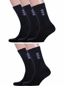 Комплект из 5 пар мужских носков Альтаир, 5-С45, ЧЕРНЫЕ с серым