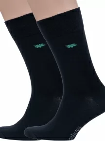 Комплект из 2 пар мужских бамбуковых носков Grinston socks (PINGONS) ЧЕРНЫЕ (2-15D11)