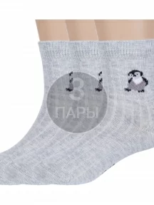 Комплект из 3 пар детских носков RuSocks (Орудьевский трикотаж), 3-Д3-130096М, рис. 02, СВЕТЛО-СЕРЫЕ