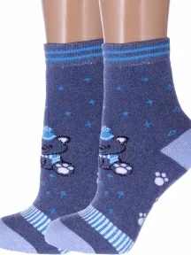 Комплект из 2 пар детских махровых носков «Красная ветка», 2-С-625М, ДЖИНСОВЫЕ