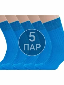 Комплект из 5 пар мужских носков RuSocks (Орудьевский трикотаж) из 100% хлопка, 5-М3-11001, рис. 01, ТЕМНО-БИРЮЗОВЫЕ
