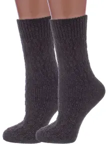 Комплект из 2 пар женских полушерстяных носков RuSocks (Орудьевский трикотаж) ТЕМНО-СЕРЫЕ (2-Ж-185)